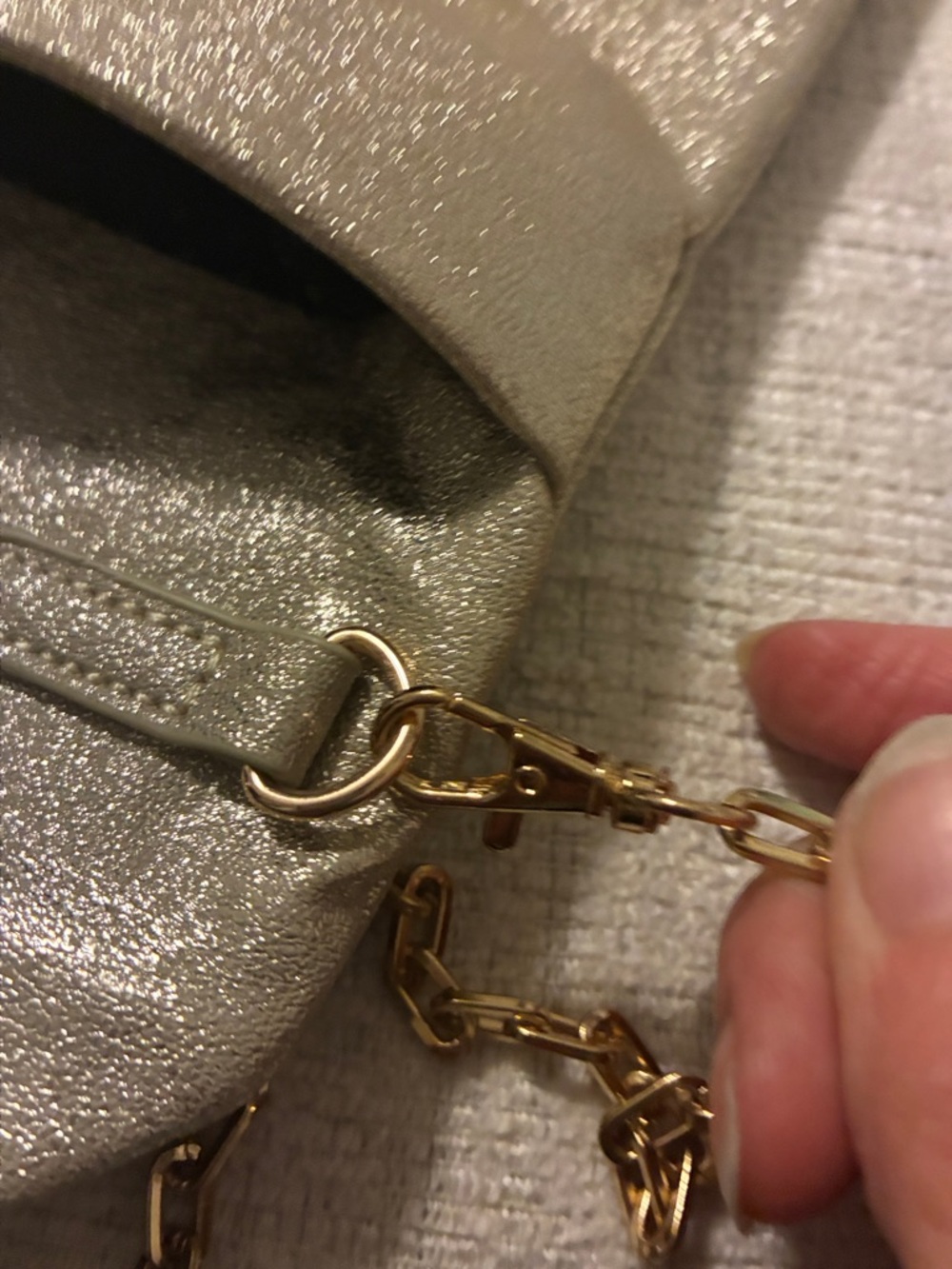 Gold Metallic Envelope Clutch with Chain Strap - Picture 13 of 14